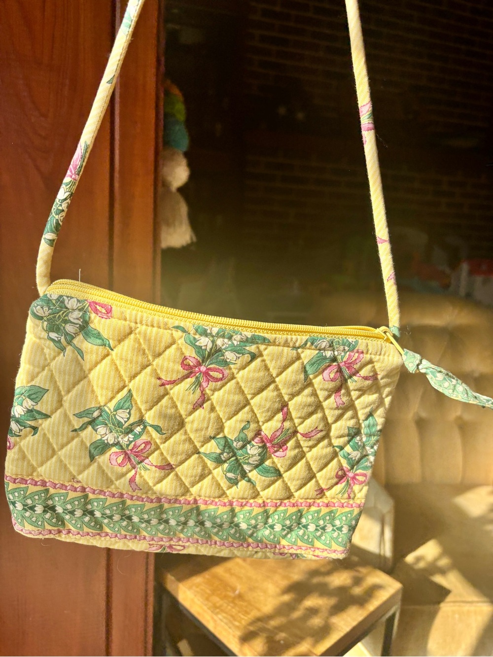 vintage vera bradley new hope yellow quilted shoulder bag y2k floral purse